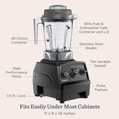 Vitamix Explorian E310 Blender, Professional-Grade Kitchen Blender for Smoothies, Soups, Juices and More, 10-Speed, Stainless Steel Blades, Self-Cleaning Kitchen Appliance, 48 Oz Container, Slate