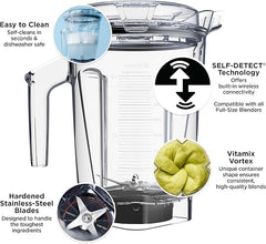 Vitamix 64-Ounce Low-Profile Blender Container with SELF-DETECT, BPA-Free, Laser-Cut Stainless-Steel Blades, Fits Under Most Kitchen Cabinets, Compatible with all full-size Vitamix Blenders