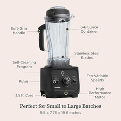 Vitamix VX1 Blender, Professional-Grade Kitchen Blender for Smoothies, Soups, Juices and More, 10-Speeds, Stainless Steel Blades, Self-Cleaning Kitchen Appliance, 64 Oz Classic Container, Black