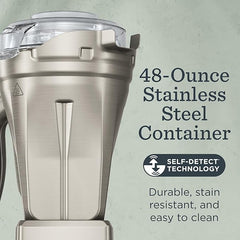 Vitamix 48-Ounce Stainless-Steel Blender Container with SELF-DETECT, Dishwasher-Safe, BPA-Free Clear Lid, Laser-Cut Stainless-Steel Blades, Compatible with All Full-Size Vitamix Blenders