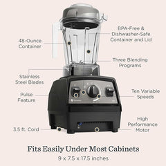 Vitamix Propel Series 510 Blender with Three Blending Programs, Professional-Grade Blender for Smoothies and More, Stainless-Steel Blades, Self-Cleaning Kitchen Appliance, 48 Oz Container, White